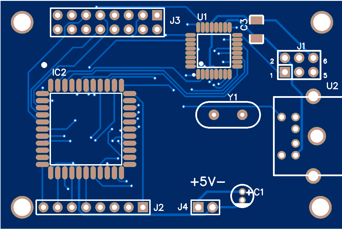 Конструктор универсальный контроллер PS/2 клавиатуры для компьютеров с матричными клавиатурами. #63(1372) (синяя маска)